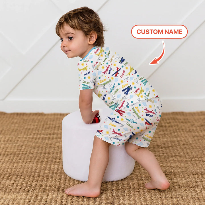Zweiteiliges Pyjama-Set mit kurzen Ärmeln und Shorts im Sommer-Design