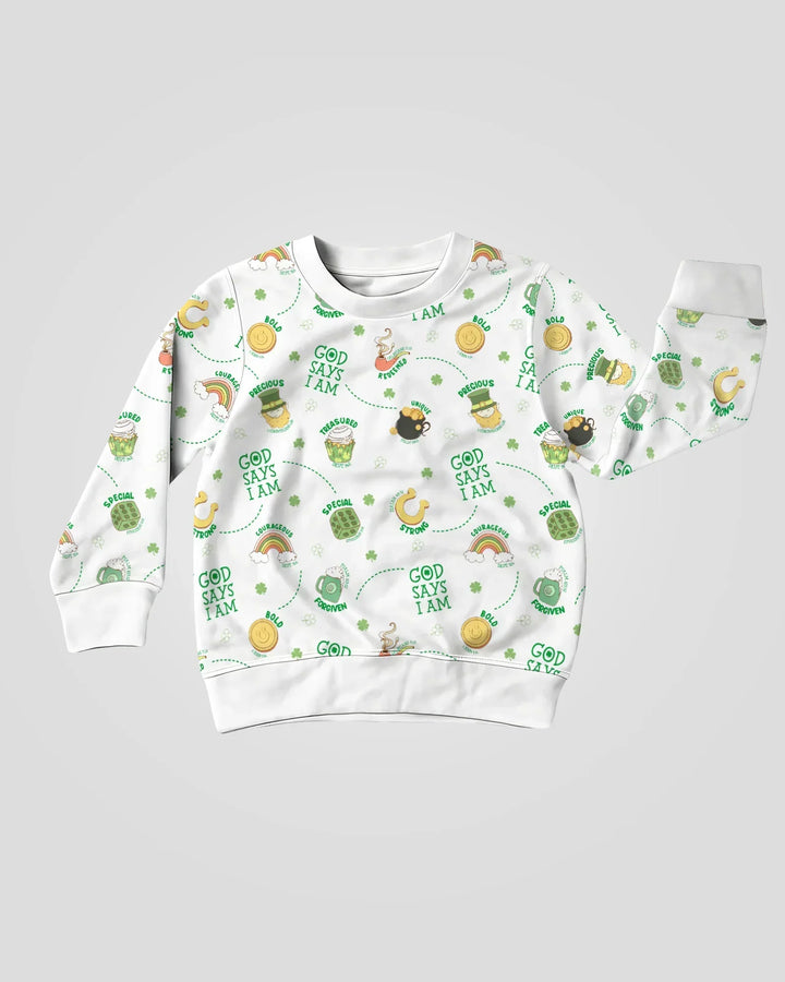 St. Patrick's Day Gott sagt, ich bin Bambus Rundhals-Sweatshirt