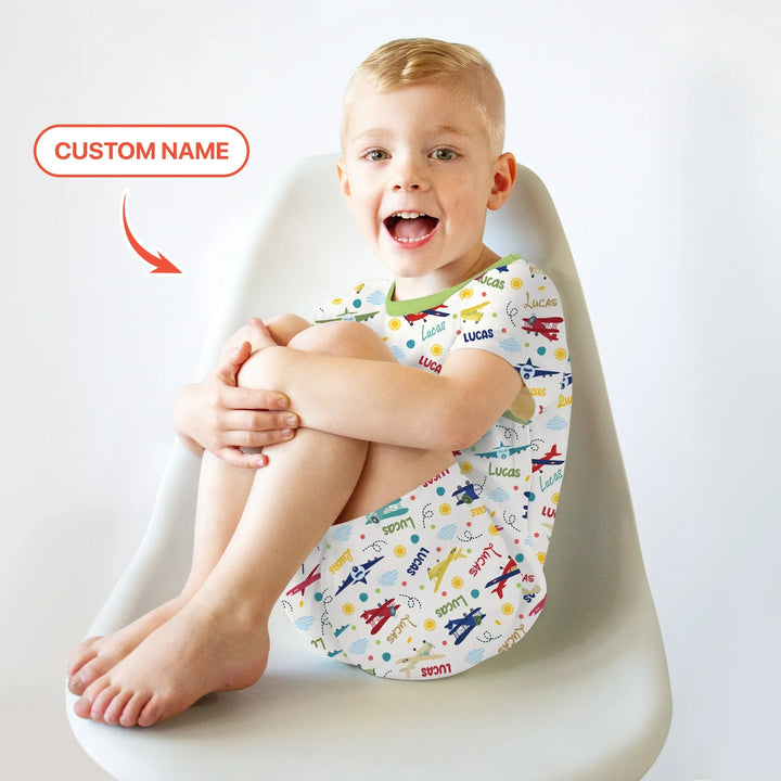 Zweiteiliges Pyjama-Set mit kurzen Ärmeln und Shorts im Sommer-Design