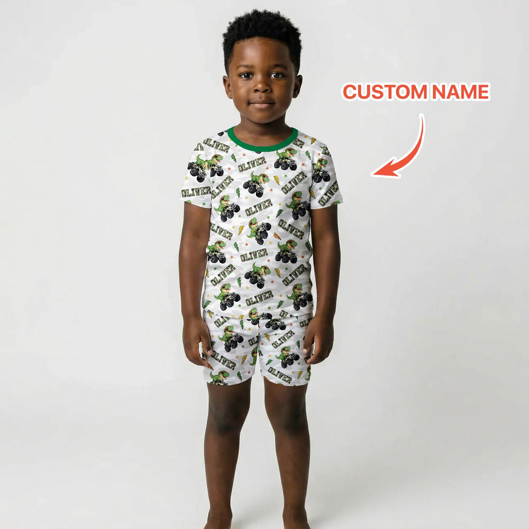 Zweiteiliges Pyjama-Set mit kurzen Ärmeln und Shorts im Sommer-Design
