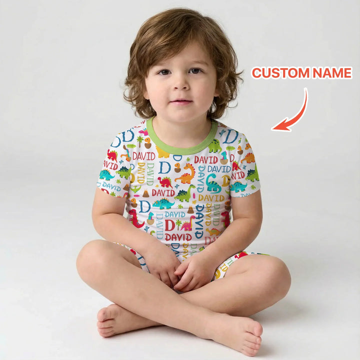 Zweiteiliges Pyjama-Set mit kurzen Ärmeln und Shorts im Sommer-Design