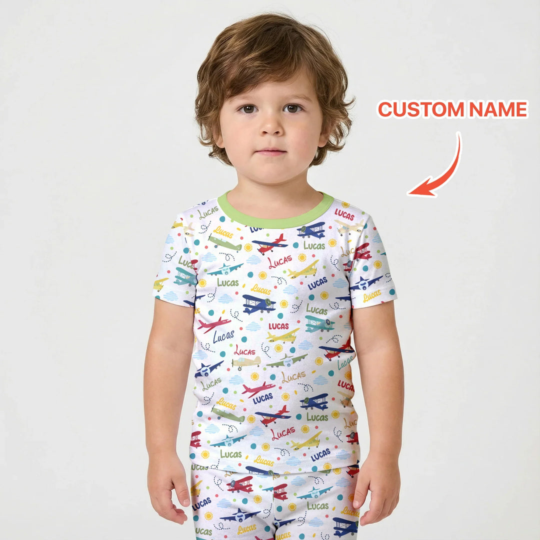 Zweiteiliges Pyjama-Set mit kurzen Ärmeln und Shorts im Sommer-Design