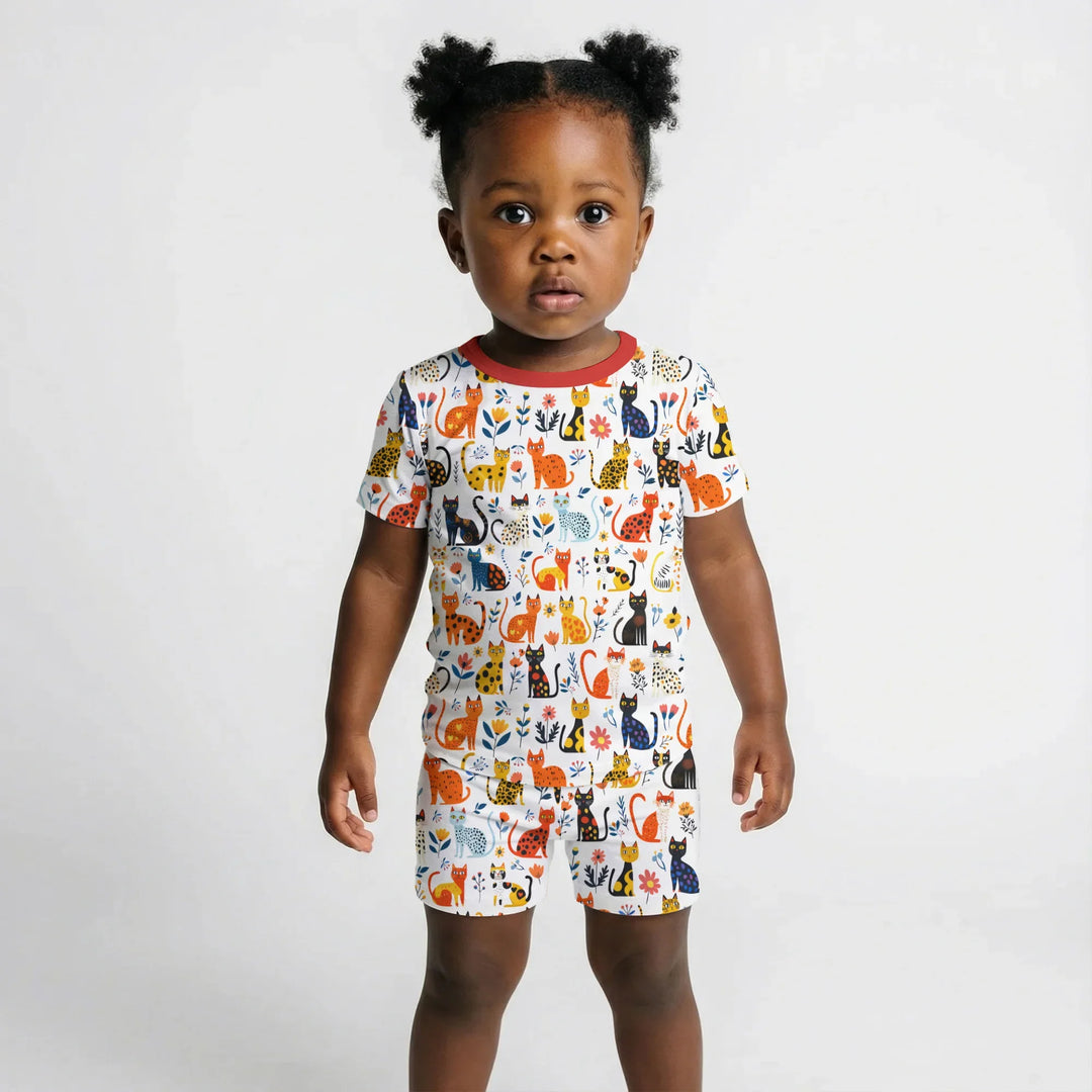 Template Zweiteiliges Pyjama-Set mit kurzen Ärmeln und Shorts