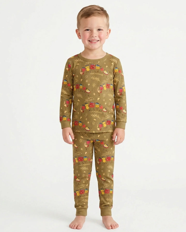 Zweiteiliges Langarm-Pyjama-Set mit Sommerfrüchten