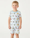 Kawaii Cats Summer Vacation Bamboo Two Piece Short Sleeve Shorts Pajama Set