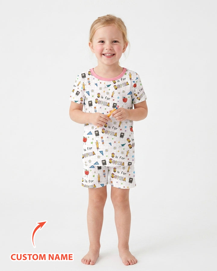 Schlafanzug-Set zweiteilig, kurze Ärmel, kurze Hose, Bambus