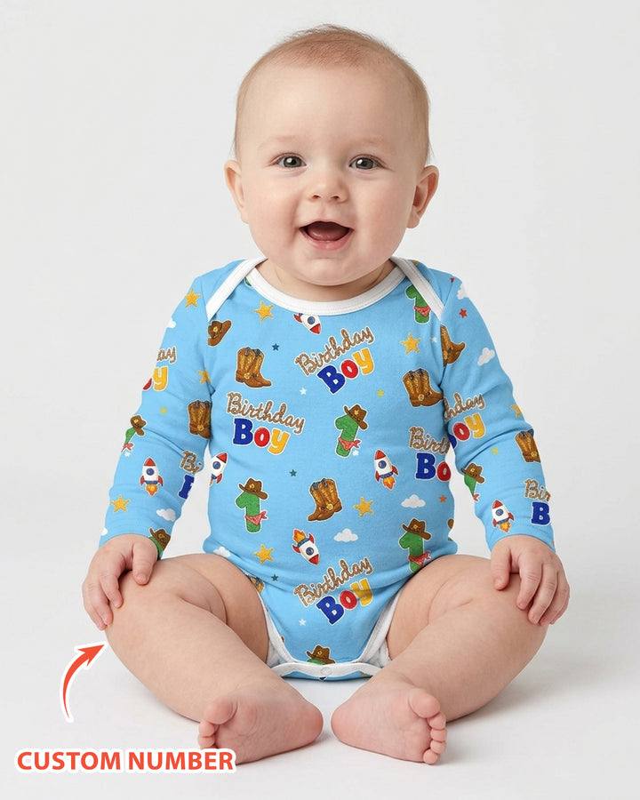 Custom Birthday Western Boy Bamboo Bodysuit