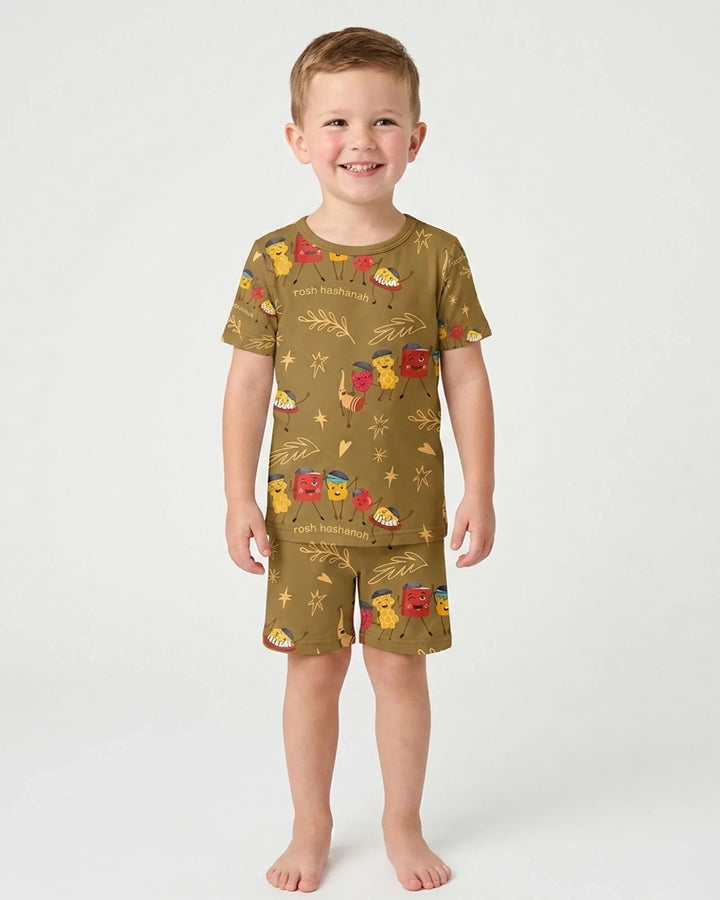 Schlafanzug-Set zweiteilig, kurze Ärmel, kurze Hose, Bambus