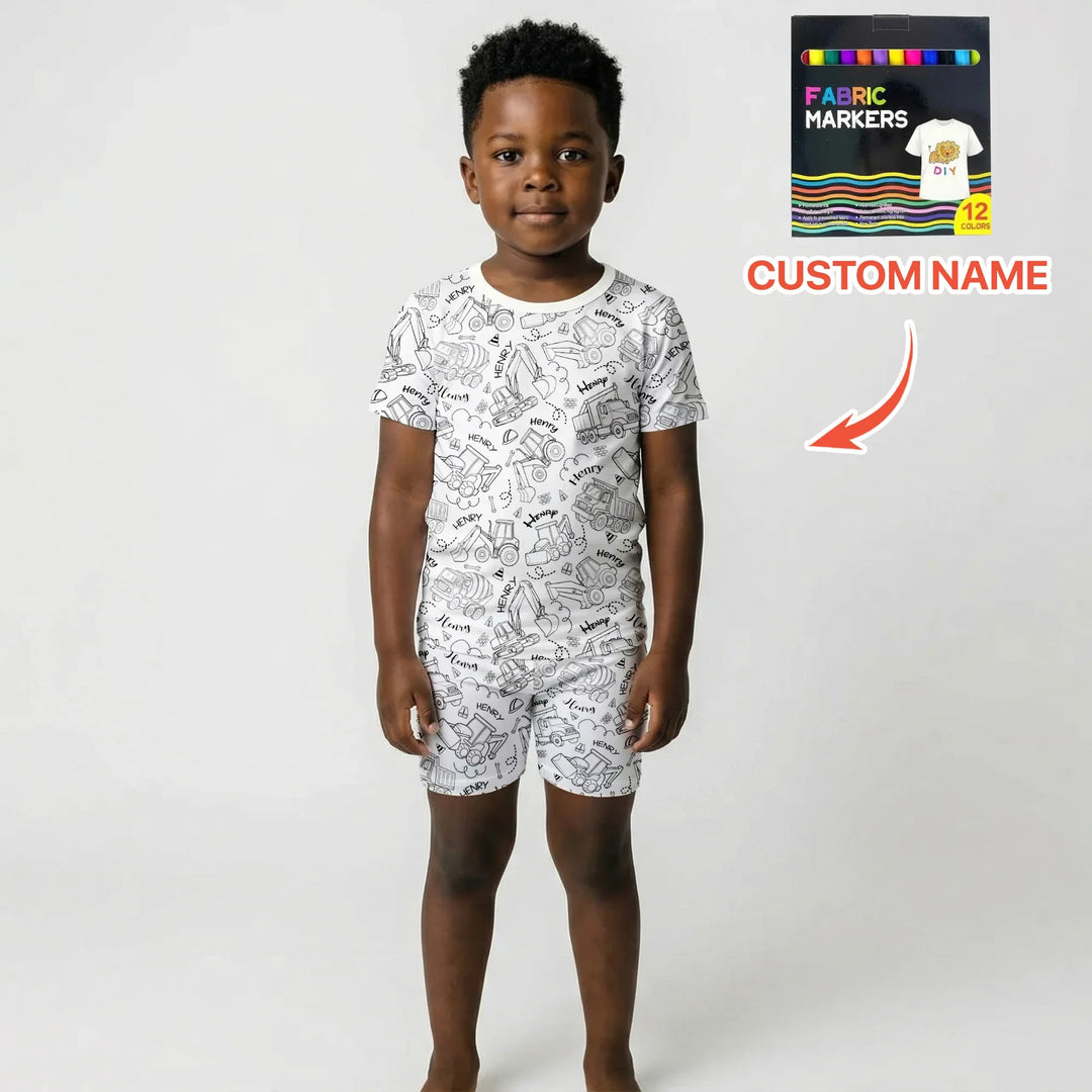 Zweiteiliges Pyjama-Set mit kurzen Ärmeln und Shorts im Sommer-Design