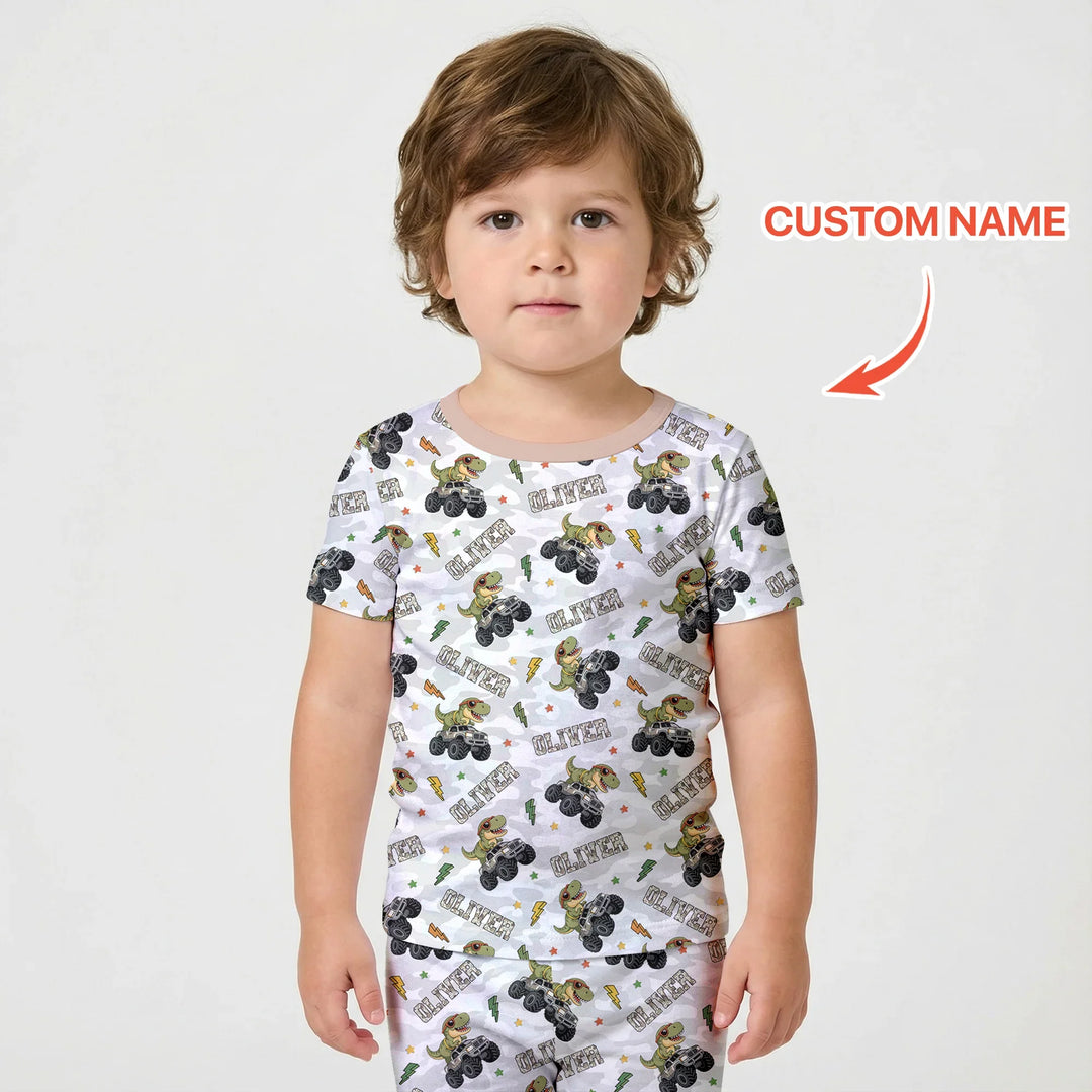 Zweiteiliges Pyjama-Set mit kurzen Ärmeln und Shorts im Sommer-Design