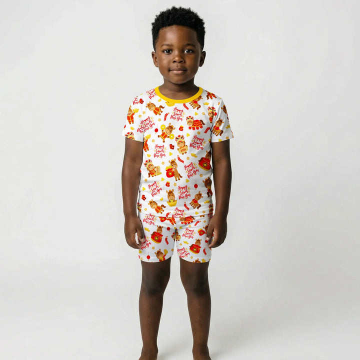 Template Zweiteiliges Pyjama-Set mit kurzen Ärmeln und Shorts