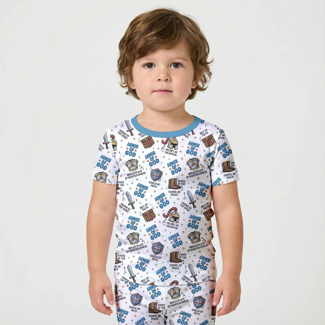 Template Zweiteiliges Pyjama-Set mit kurzen Ärmeln und Shorts
