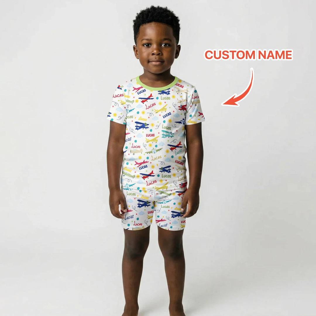 Zweiteiliges Pyjama-Set mit kurzen Ärmeln und Shorts im Sommer-Design