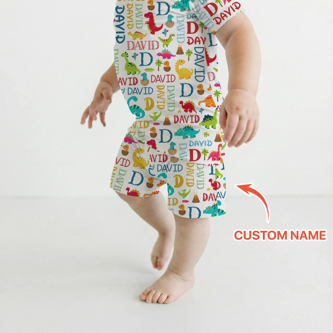 Zweiteiliges Pyjama-Set mit kurzen Ärmeln und Shorts im Sommer-Design