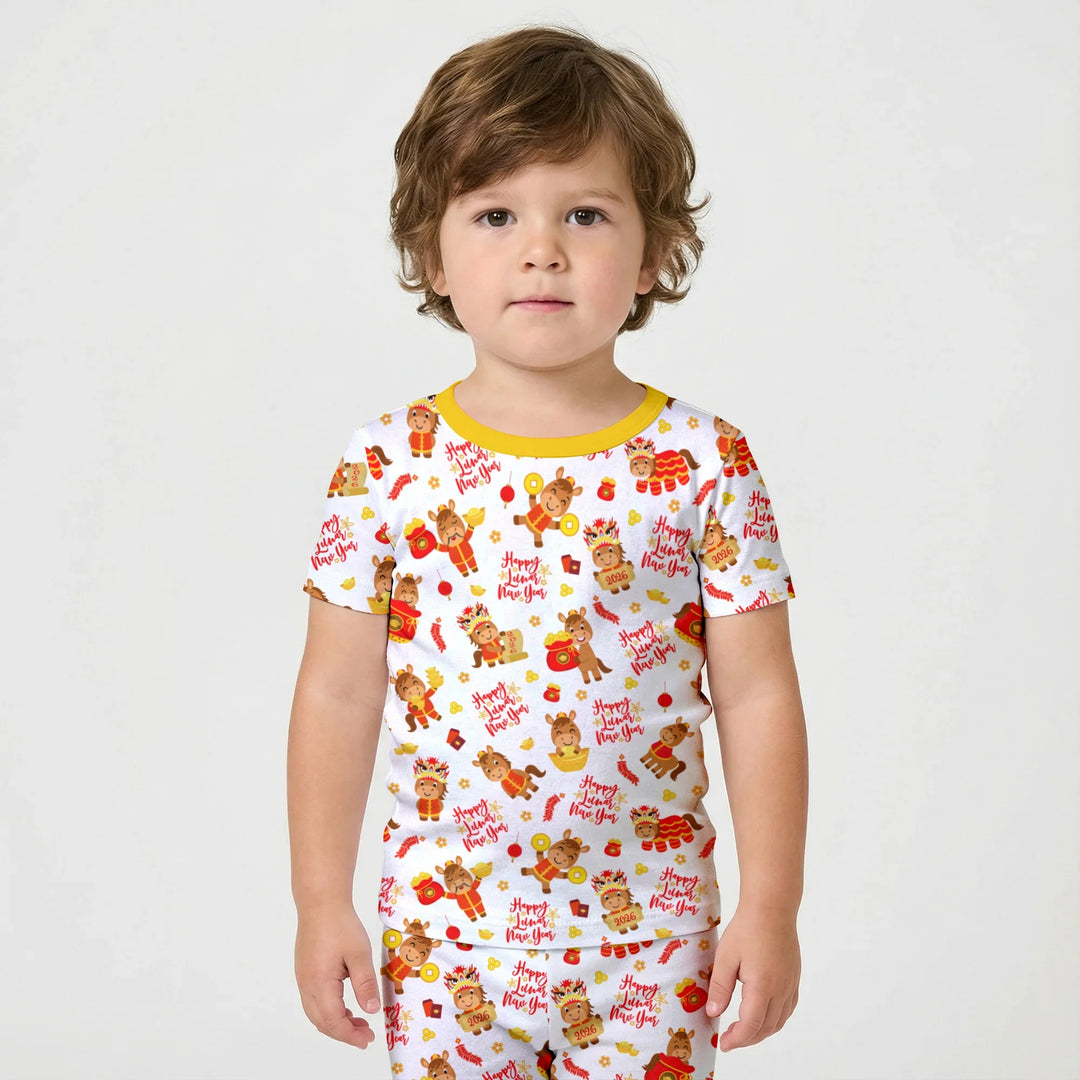 Template Zweiteiliges Pyjama-Set mit kurzen Ärmeln und Shorts
