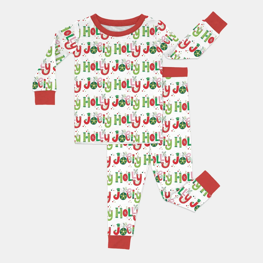 Holly Jolly Two Piece Long Sleeve Pajama Set , Holly Jolly Two Piece Long Sleeve Pajama Set - 12-18M / Red