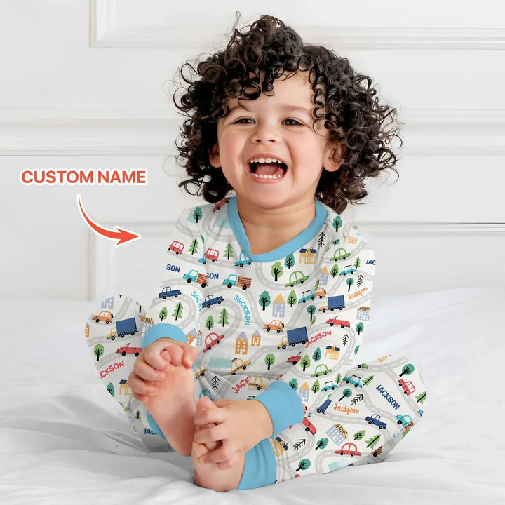 Zweiteiliges Langarm-Pyjama-Set mit Sommerfrüchten