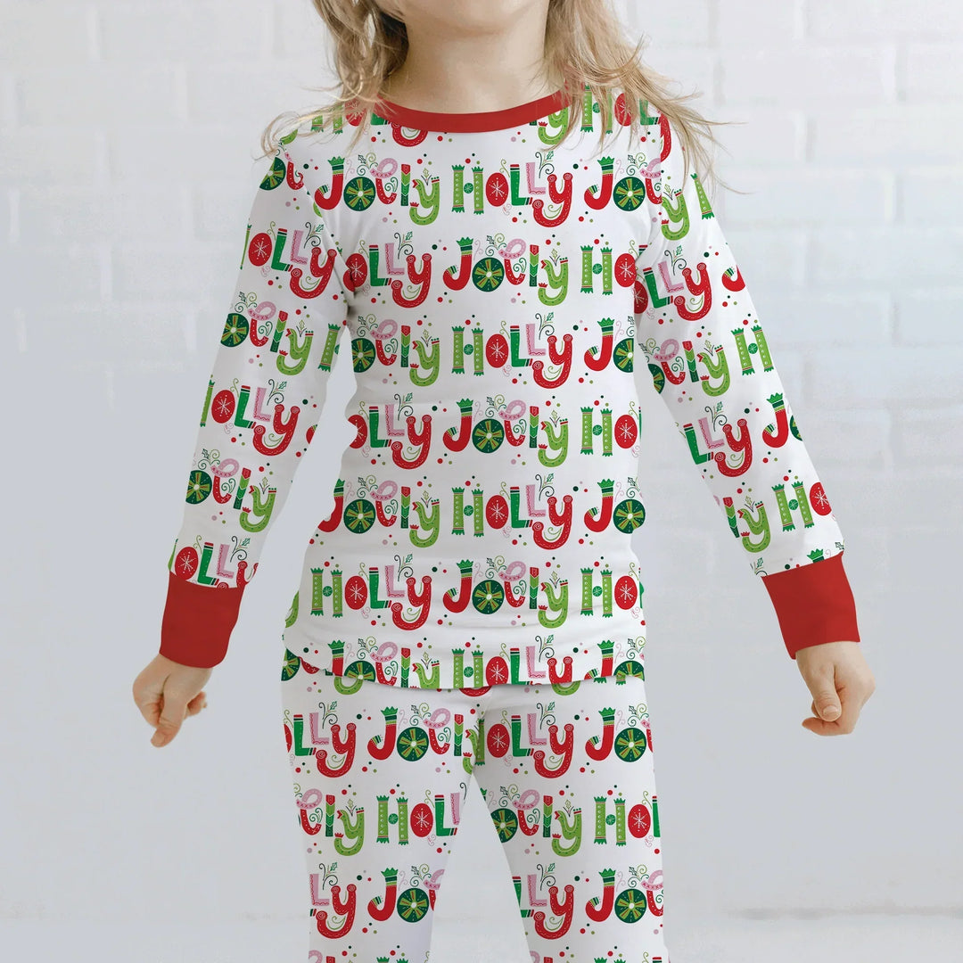 Holly Jolly Two Piece Long Sleeve Pajama Set , Holly Jolly Two Piece Long Sleeve Pajama Set - 12-18M / Red
