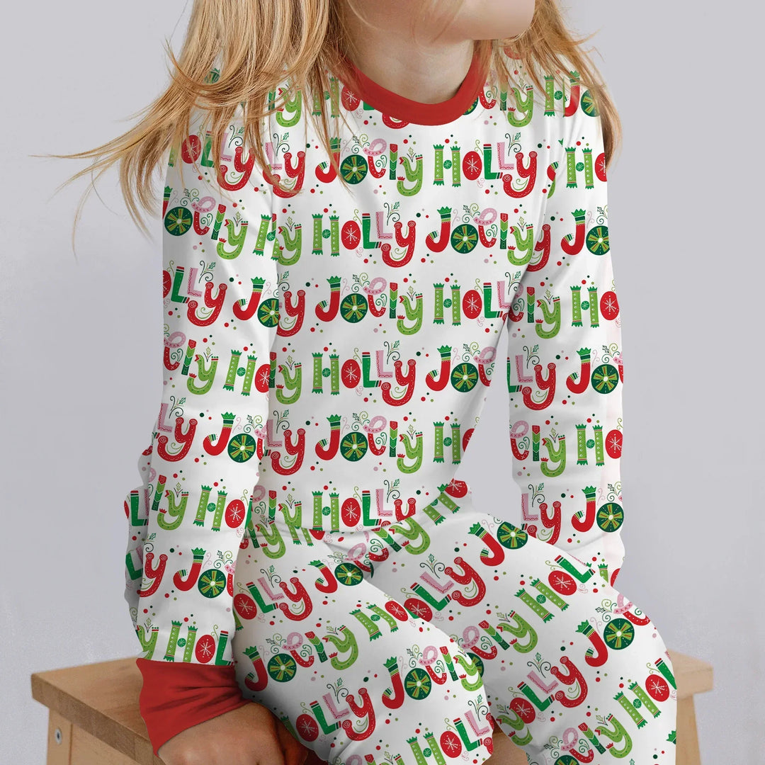 Holly Jolly Two Piece Long Sleeve Pajama Set , Holly Jolly Two Piece Long Sleeve Pajama Set - 12-18M / Red