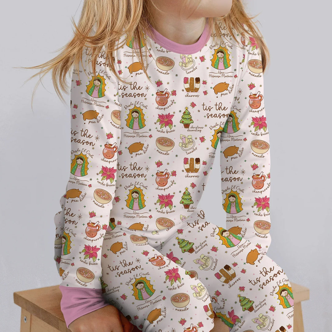 Zweiteiliges Langarm-Pyjama-Set mit Sommerfrüchten