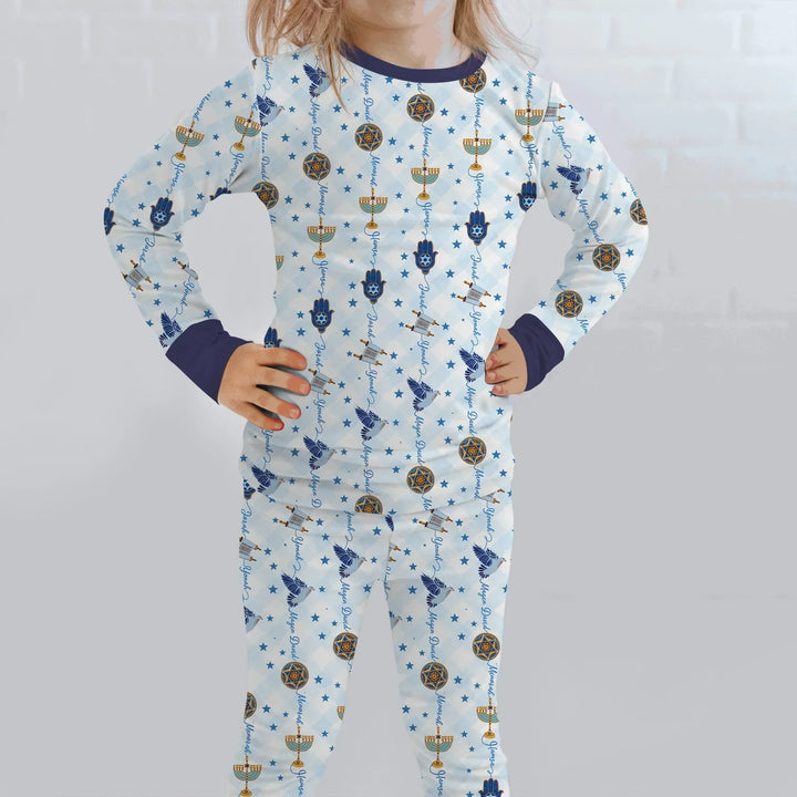 Zweiteiliges Langarm-Pyjama-Set mit Sommerfrüchten
