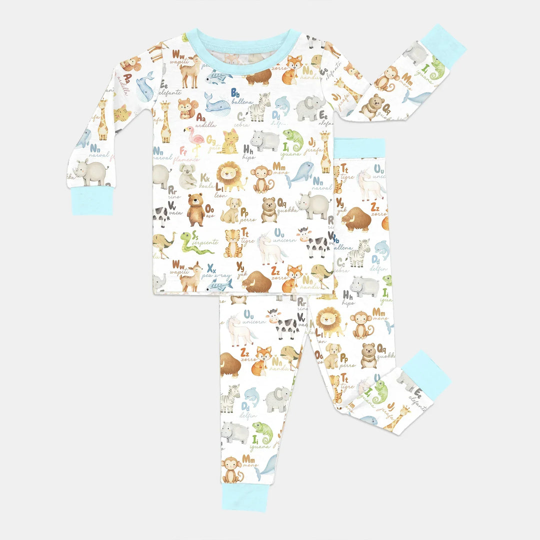 Spanish Alphabet Bamboo Two Piece Long Sleeve Pajama Set