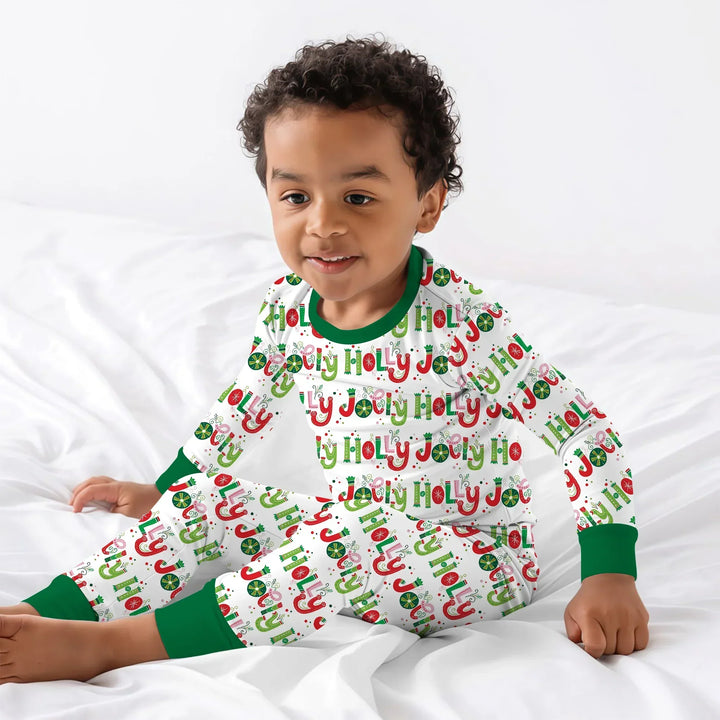 Holly Jolly Two Piece Long Sleeve Pajama Set , Holly Jolly Two Piece Long Sleeve Pajama Set - 12-18M / Red