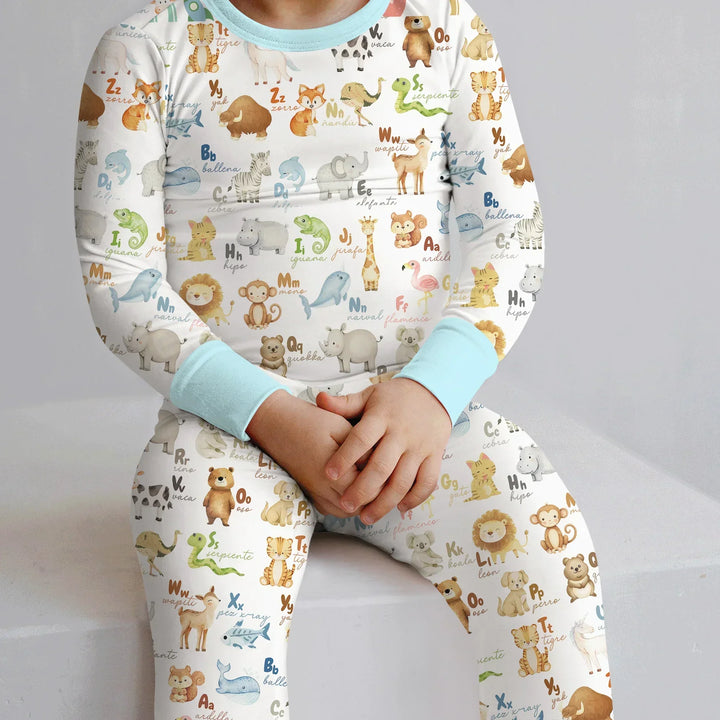 Spanish Alphabet Bamboo Two Piece Long Sleeve Pajama Set