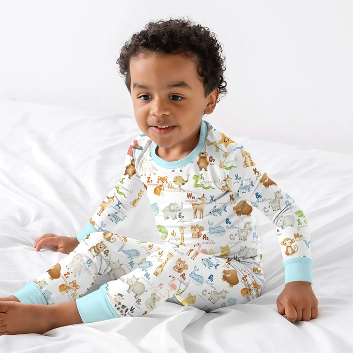 Spanish Alphabet Bamboo Two Piece Long Sleeve Pajama Set