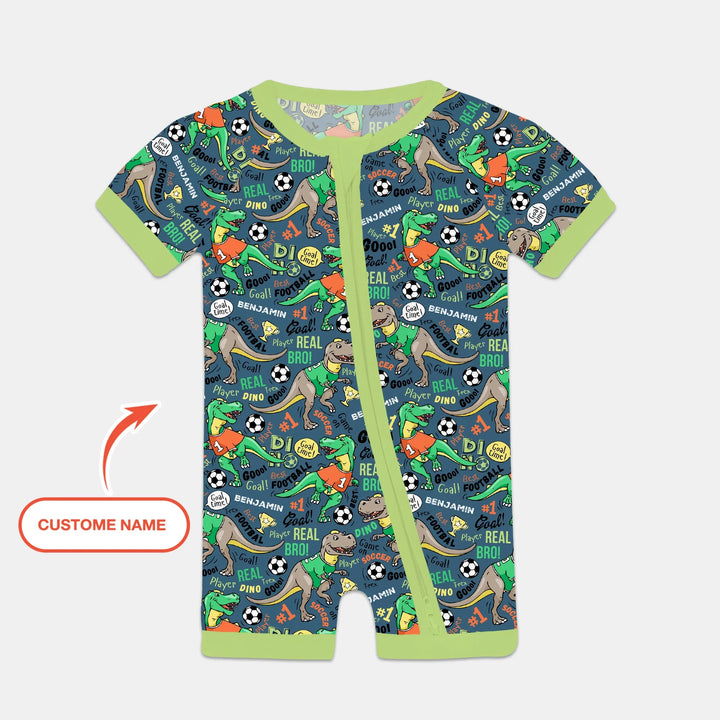 Custom Name Dino Soccer Bamboo Shorty Zippy