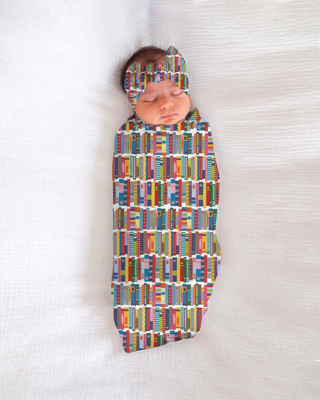 Rainbow Bookshelf swaddle blanket