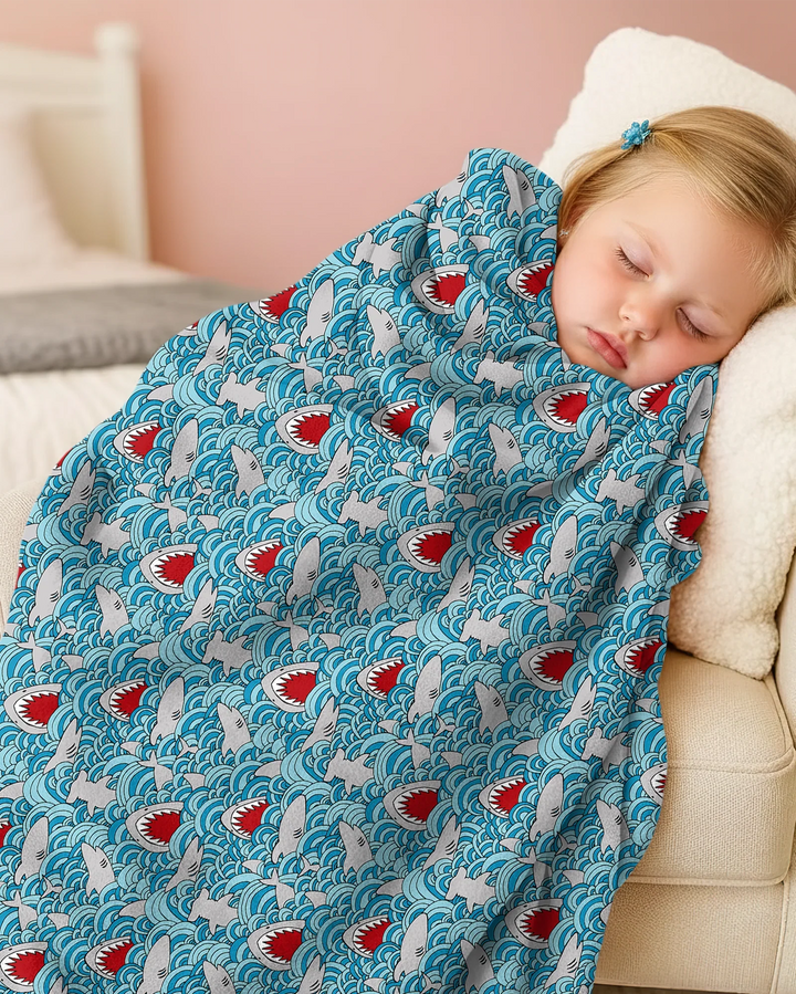 Shark Wave Rush Bamboo Blanket