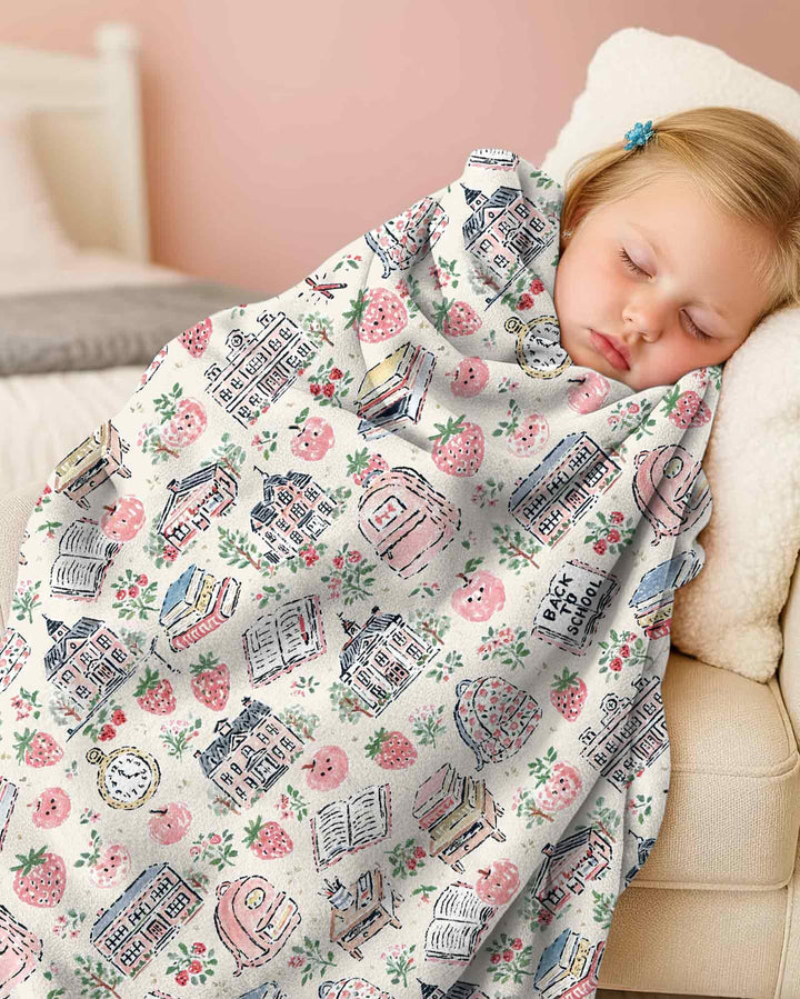 Coquette Strawberry School Days Bamboo Blanket