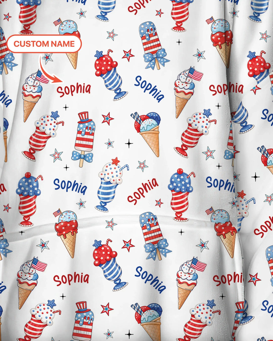 Personalisierte rot-weiß-Eiscreme-Bambusdecken-Hoodie