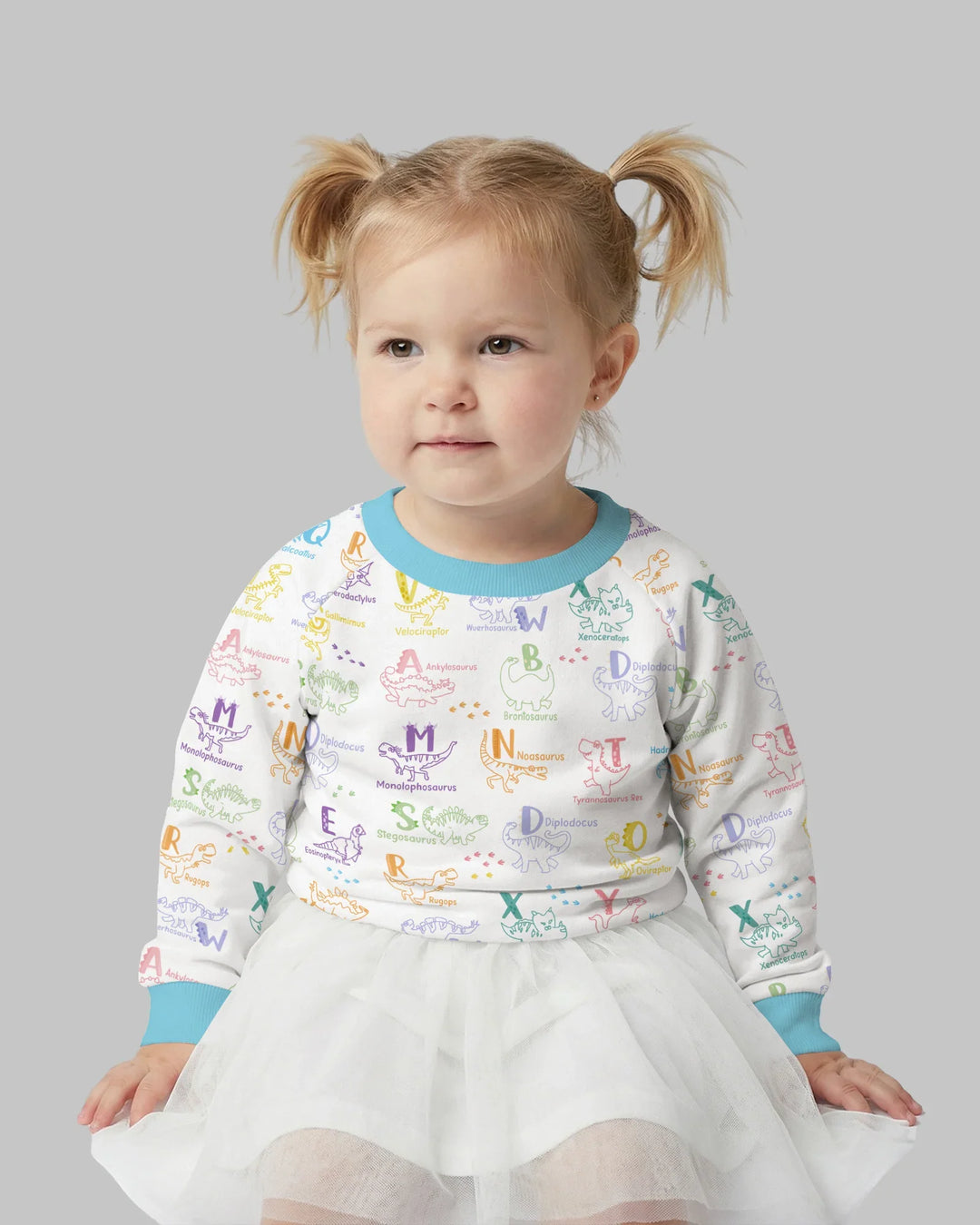 Dino-Alphabet ABC-Bambus-Rundhals-Sweatshirt
