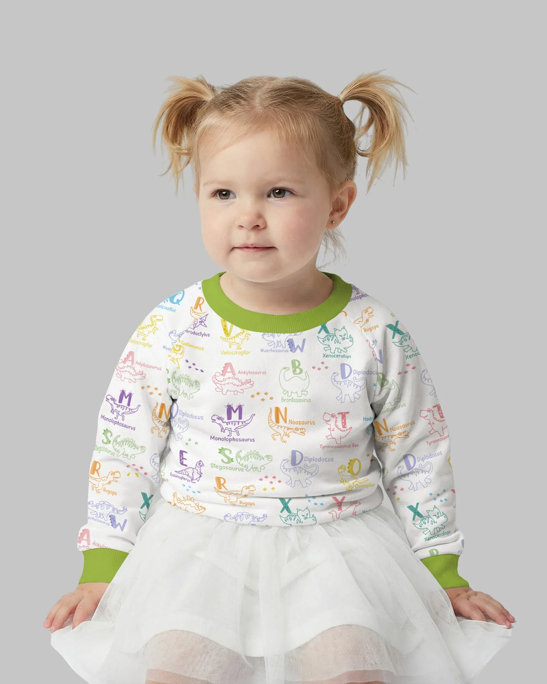 Dino-Alphabet ABC-Bambus-Rundhals-Sweatshirt