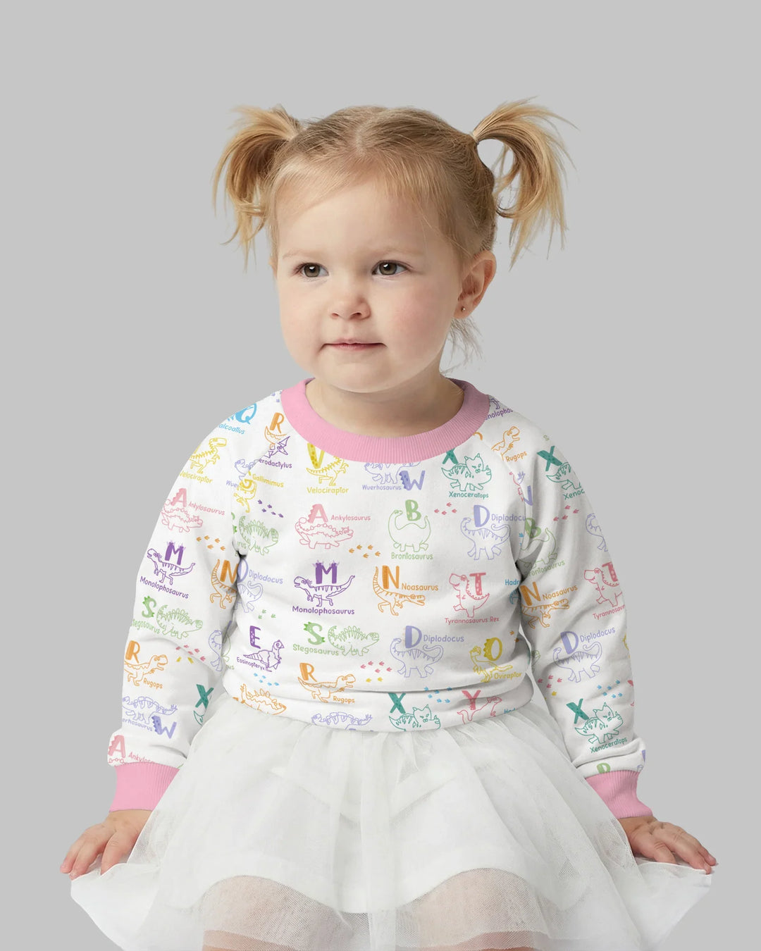 Dino-Alphabet ABC-Bambus-Rundhals-Sweatshirt