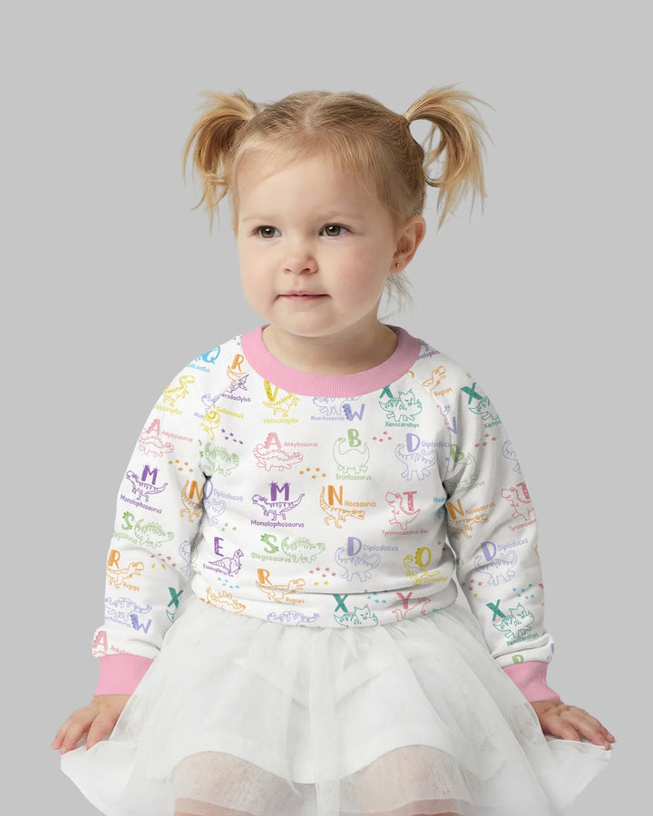 Dino-Alphabet ABC-Bambus-Rundhals-Sweatshirt