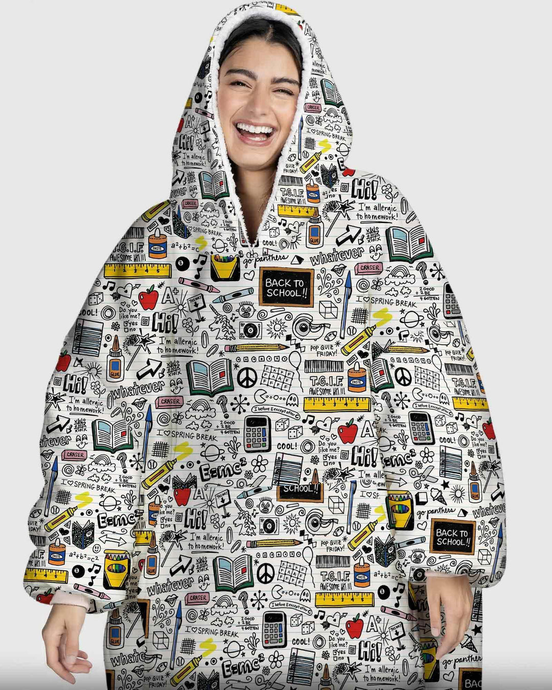 School Days Doodles Bamboo Blanket Hoodie