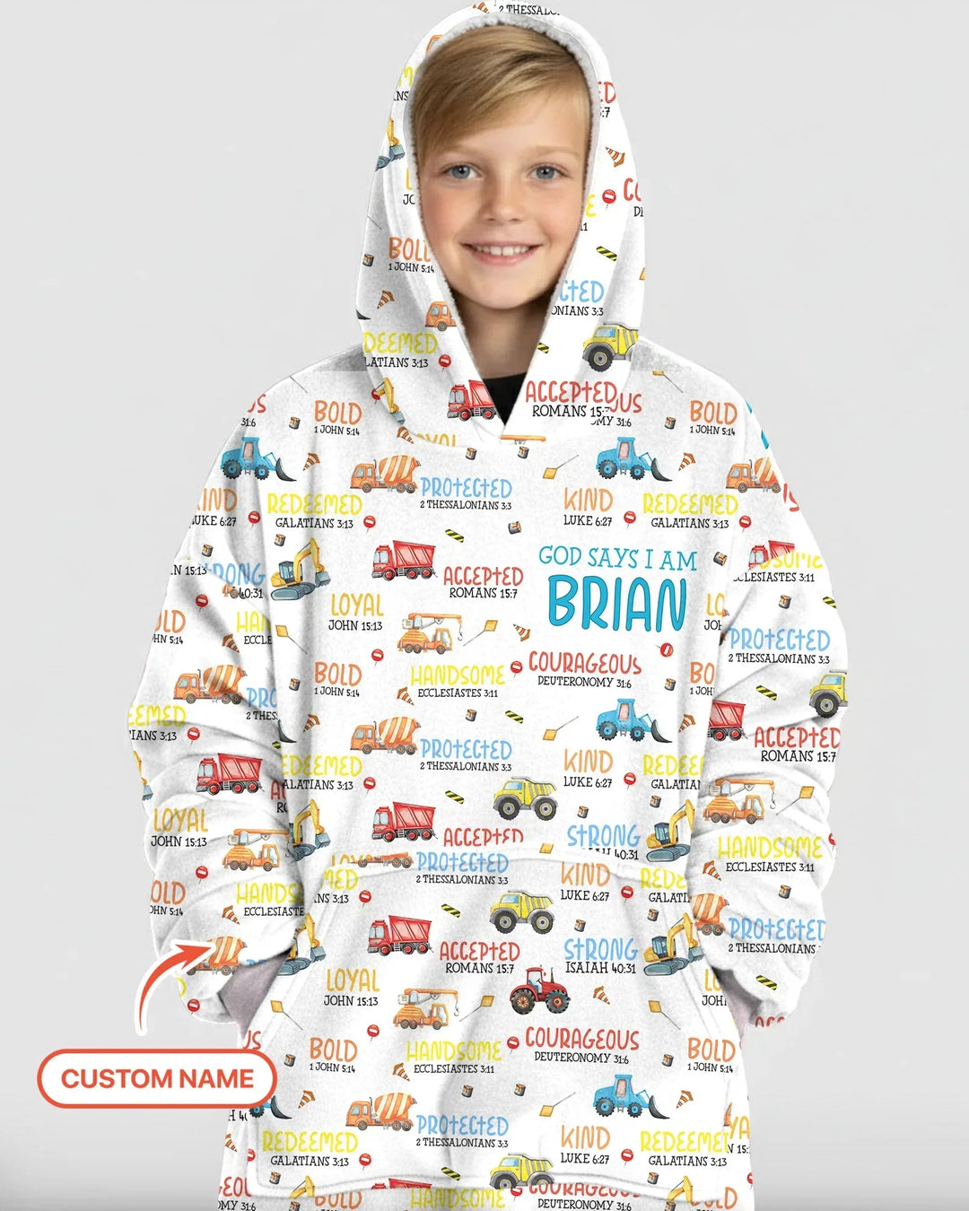 Personalisierter "God Says I Am Little Builder" Bambus-Decken-Hoodie