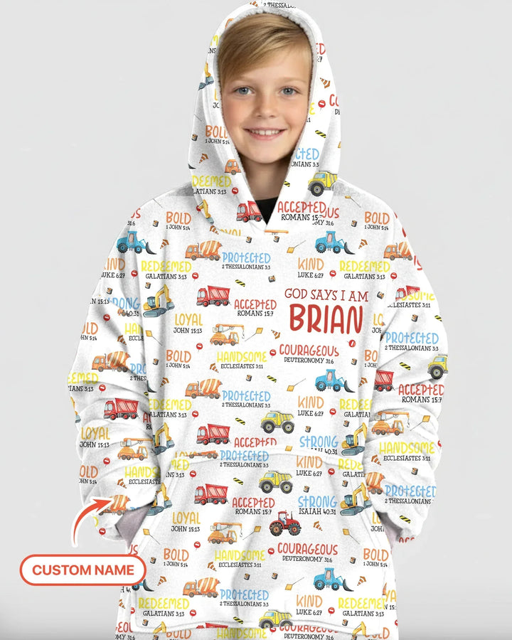 Personalisierter "God Says I Am Little Builder" Bambus-Decken-Hoodie