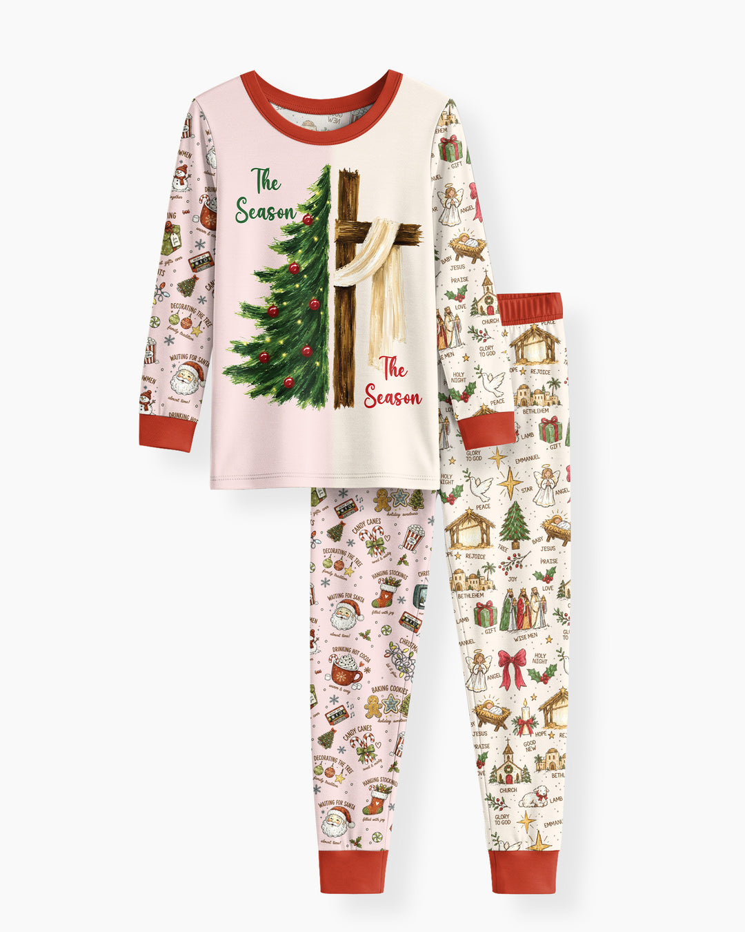 Jesus Is The Reason For The Season Family Matching Bamboo Two Piece Long Sleeve Pajama Set
