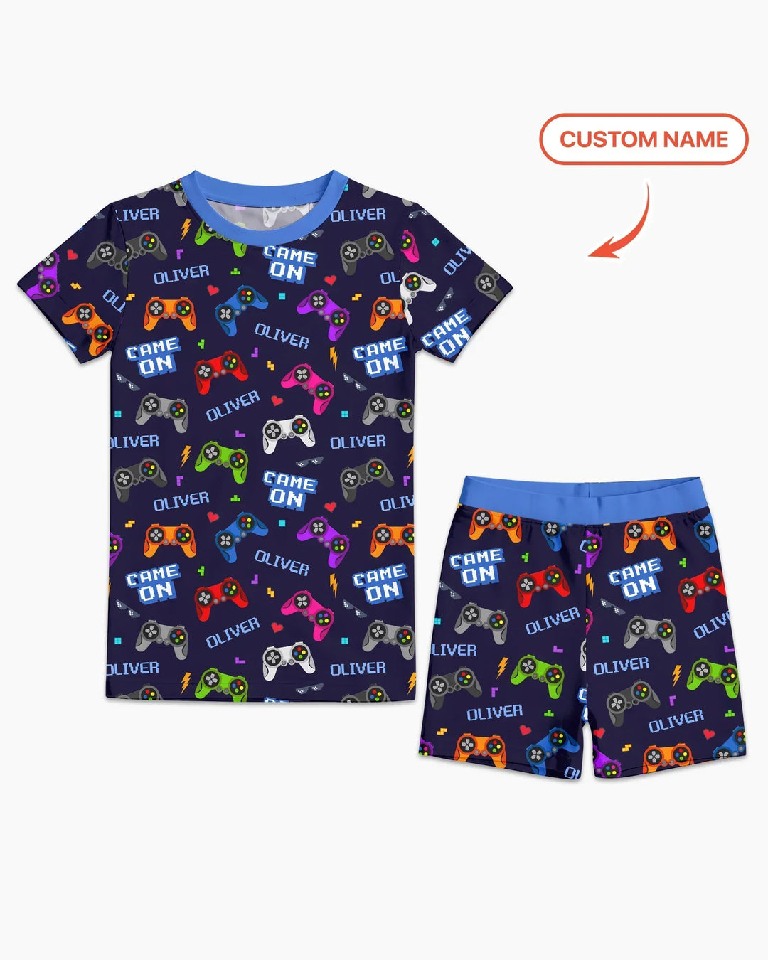 Zweiteiliges Pyjama-Set mit kurzen Ärmeln und Shorts im Sommer-Design