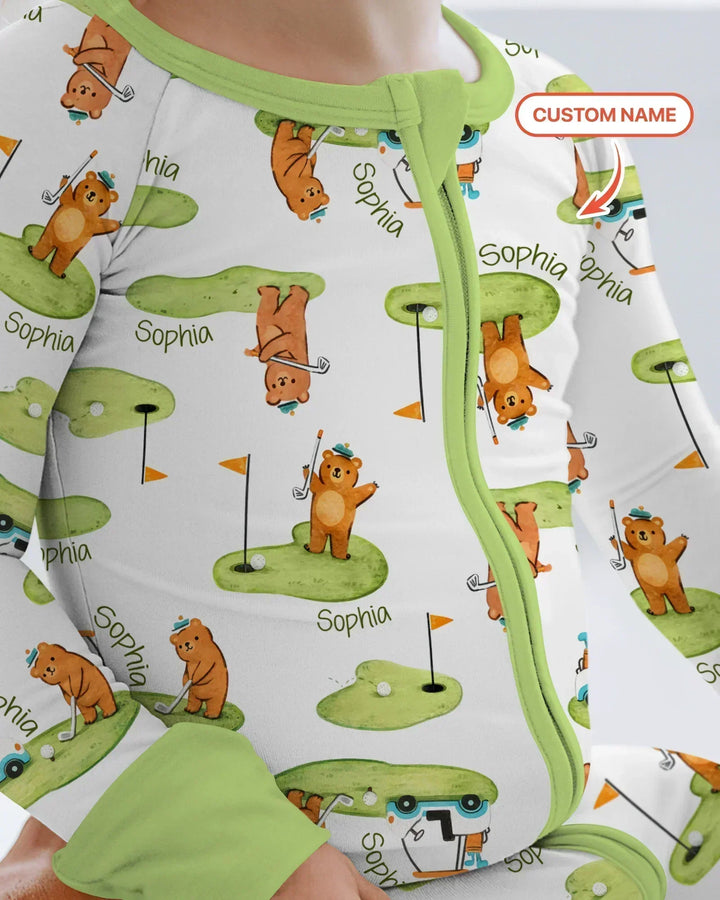Custom Name Little Bear Golf Club Bamboo Convertible Zippy