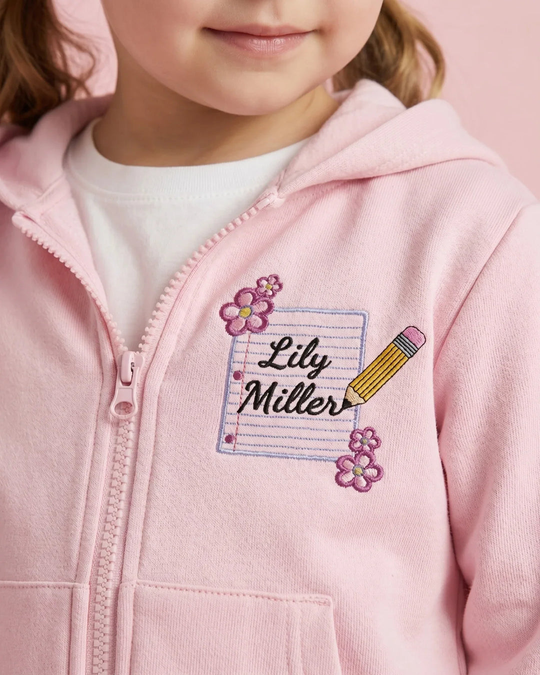 Custom Name Little Learner Label Embroidered Bamboo Zip Hoodie