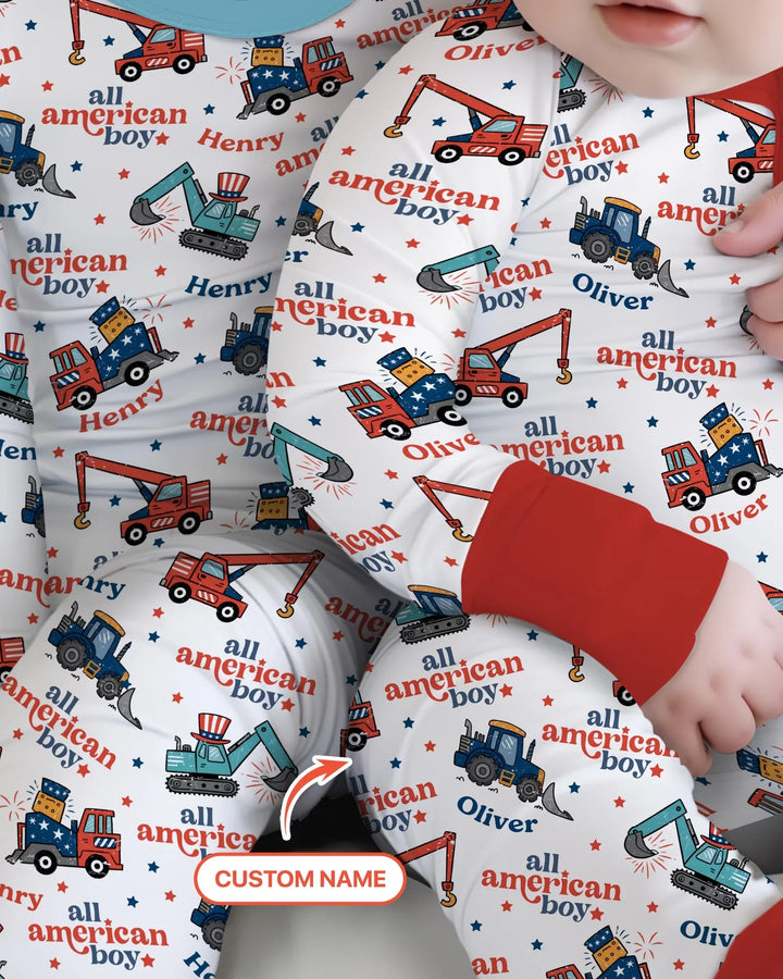 Custom Name All-American Boy Bamboo Convertible Zippy