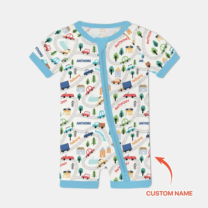 Custom Name Road Map Bamboo Shorty Zippy