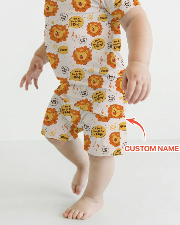 Zweiteiliges Pyjama-Set mit kurzen Ärmeln und Shorts im Sommer-Design