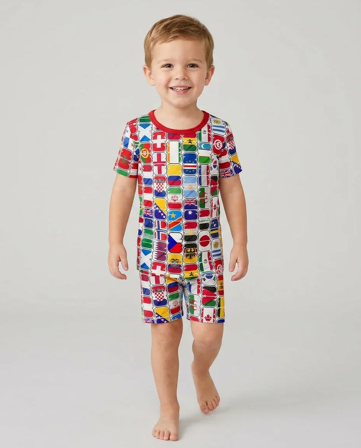 Schlafanzug-Set zweiteilig, kurze Ärmel, kurze Hose, Bambus
