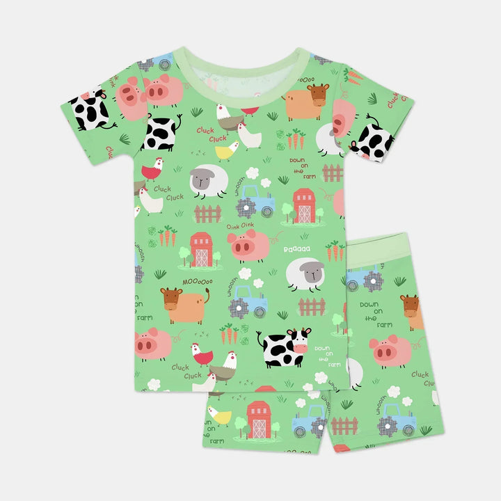Template Zweiteiliges Pyjama-Set mit kurzen Ärmeln und Shorts